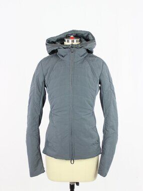 LULULEMON Another Mile Oil Grey Water Repellent Hooded Puffer Jacket, Size 4